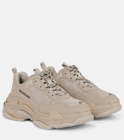 luxe replica Balenciaga Triple S beige sneakers