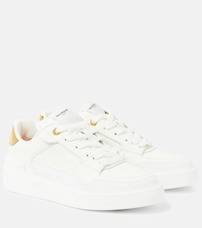 luxe replica Balmain B-Court Flip leren sneakers wit