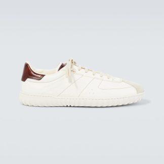 luxe replica Berluti Trainer geborduurde leren sneakers wit