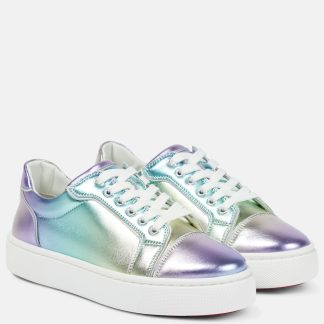 luxe replica Christian Louboutin Vieirissima metallic leren sneakers