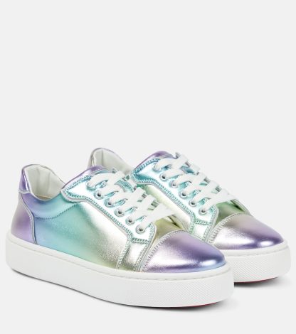 luxe replica Christian Louboutin Vieirissima metallic leren sneakers