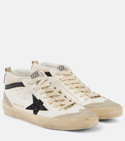 luxe replica Golden Goose Mid Star leren sneakers wit