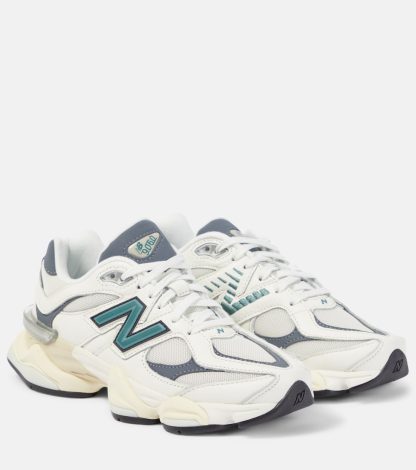 luxe replica New Balance 9060 met leer afgezette sneakers wit