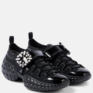 luxe replica Roger Vivier Viv' Run versierde sneakers zwart