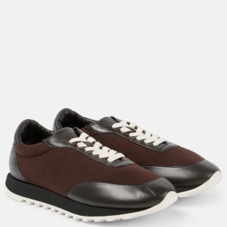 luxe replica The Row Owen met leer afgezette sneakers bruin