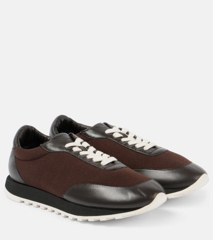 luxe replica The Row Owen met leer afgezette sneakers bruin