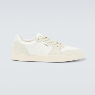 luxe replica Tods Met logo suède afgezette leren sneakers wit