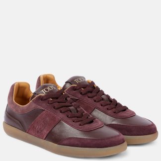 luxe replica Tods Tabs met suède afgezette leren sneakers rood