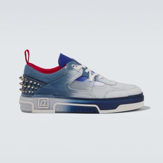 mode luxe Christian Louboutin Astroloubi denim sneakers blauw