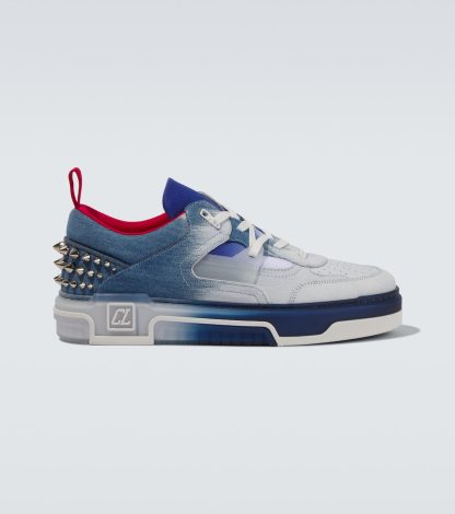 mode luxe Christian Louboutin Astroloubi denim sneakers blauw