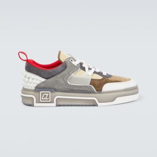 mode luxe Christian Louboutin Astroloubi sneakers van leer en suède wit