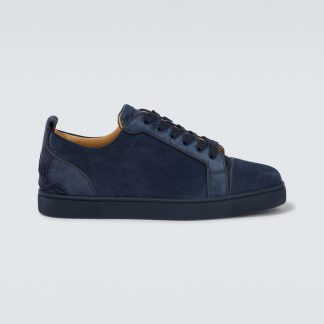 mode luxe Christian Louboutin Fun Louis Junior suède sneakers blauw