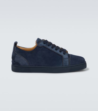 mode luxe Christian Louboutin Fun Louis Junior suède sneakers blauw