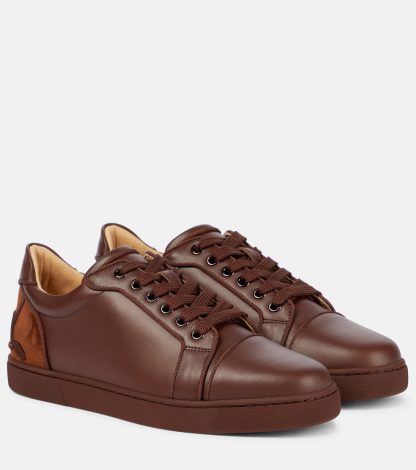 mode luxe Christian Louboutin Fun Vieira leren sneakers bruin