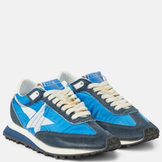 mode luxe Golden Goose Marathon sneakers met suède montuur blauw