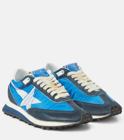 mode luxe Golden Goose Marathon sneakers met suède montuur blauw