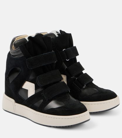 mode luxe Isabel Marant IM3 sleehak sneakers met suède rand zwart