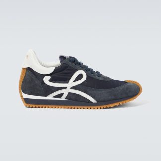 mode luxe Loewe Flow Runner sneakers met suède montuur blauw