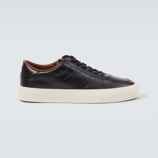 mode luxe Moncler Monclub leren sneakers zwart