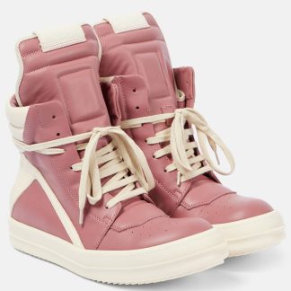 mode luxe Rick Owens Geobasket leren hoge sneakers roze