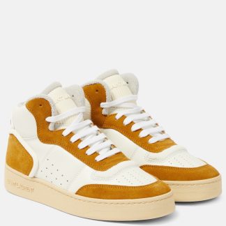 mode luxe Saint Laurent SL/80 leren en suède sneakers wit