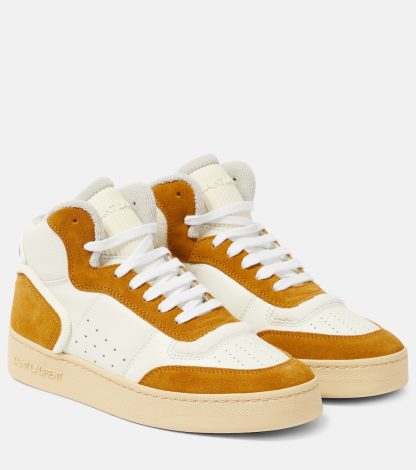 mode luxe Saint Laurent SL/80 leren en suède sneakers wit