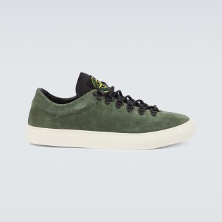 mode luxe Stone Island Compass suède sneakers groen