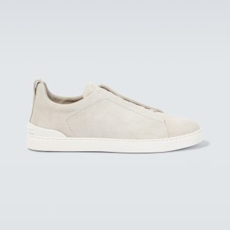 mode luxe Zegna Triple Stitch suède sneakers wit