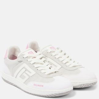 modeontwerper Balmain Swan met leer beklede suède sneakers wit