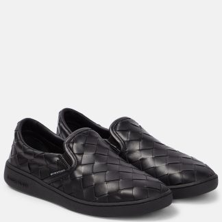 modeontwerper Bottega Veneta Sawyer leren slip-on sneakers zwart