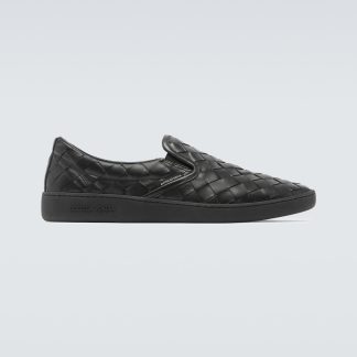 modeontwerper Bottega Veneta Sawyer leren slip-on sneakers zwart