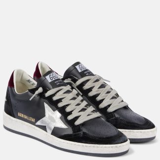 modeontwerper Golden Goose Ball Star leren en fluwelen sneakers zwart