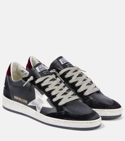 modeontwerper Golden Goose Ball Star leren en fluwelen sneakers zwart