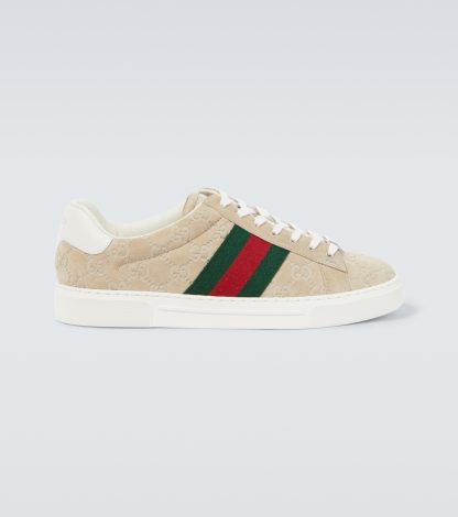 modeontwerper Gucci Gucci Ace suède sneakers beige