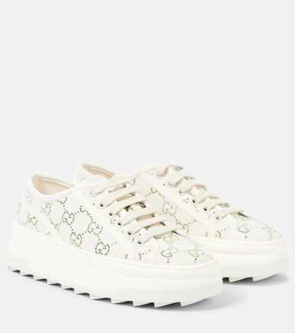 modeontwerper Gucci Gucci Tennis 1977 GG Crystal sneakers wit