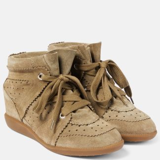 modeontwerper Isabel Marant Bobby suède wedge sneakers grijs