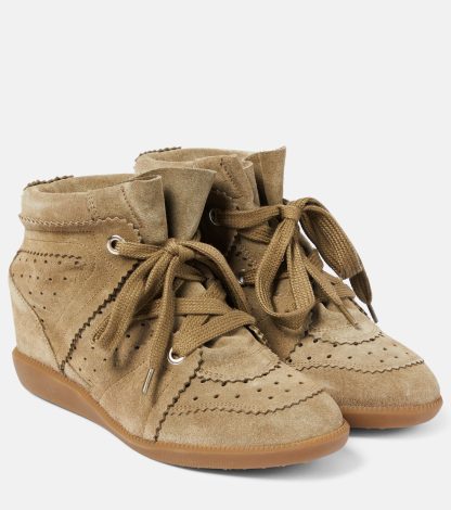 modeontwerper Isabel Marant Bobby suède wedge sneakers grijs