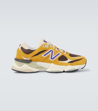 modeontwerper New Balance 9060 geborduurde leren sneakers veelkleurig