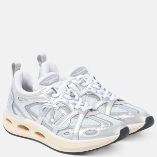 modeontwerper Valentino Garavani VLogo Easyjog met leer afgezette sneakers zilver