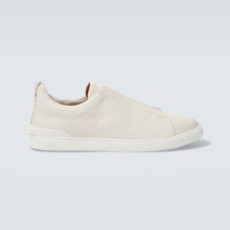 modeontwerper Zegna Triple Stitch leren sneakers neutralen