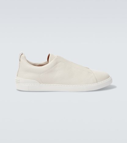 modeontwerper Zegna Triple Stitch leren sneakers neutralen