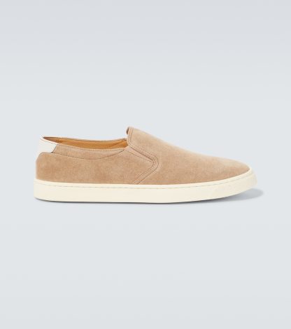 namaakontwerper Brunello Cucinelli Suède sneakers bruin