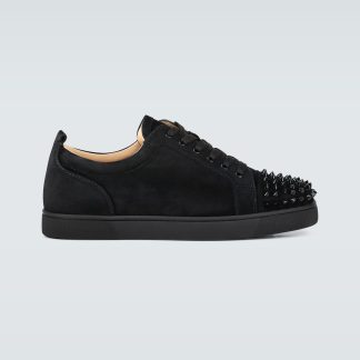 namaakontwerper Christian Louboutin Louis Junior Spikes leren sneakers zwart