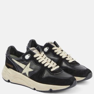 namaakontwerper Golden Goose Running Sole suède en leren sneakers zwart