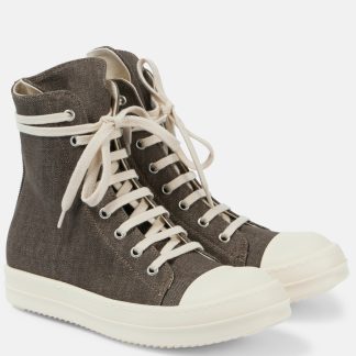 namaakontwerper Rick Owens DRKSHDW denim hoge sneakers groen