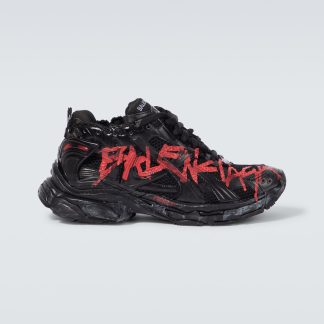 nep luxe Balenciaga Runner Graffiti bedrukte sneakers zwart