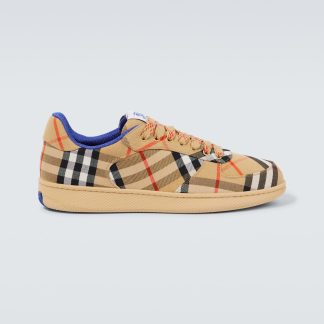 nep luxe Burberry Burberry geruite canvas sneakers beige