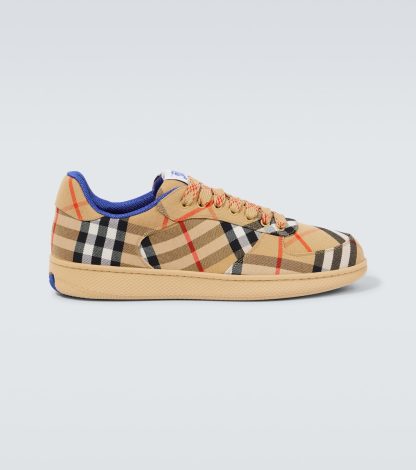 nep luxe Burberry Burberry geruite canvas sneakers beige