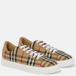 nep luxe Burberry Vintage geruite canvas sneakers beige