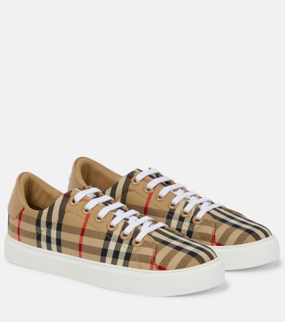 nep luxe Burberry Vintage geruite canvas sneakers beige